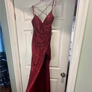 May Queen Glittering Burgandy Gown